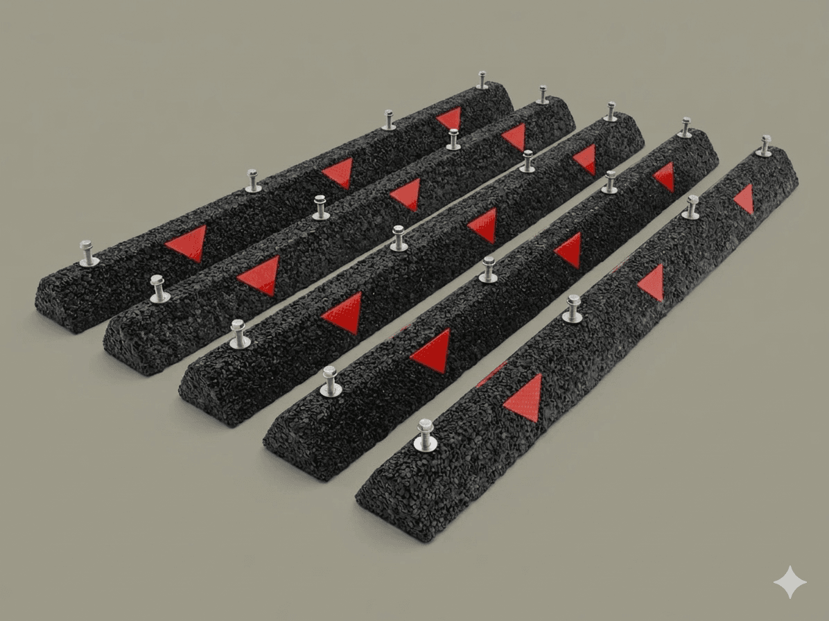 Opritor pentru parcare din cauciuc reciclat pentru organizare și siguranță rutieră cu dimensiune de 200 cm